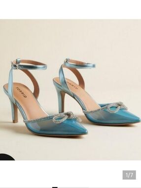 🆕️👰‍♀💒 BLUE EMBELLISHED BOW POINTED TOE HEEL (WW) 💒👰‍♀